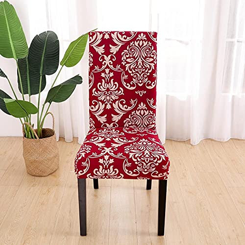 HNDXLHH Stuhlhussen 2er Set Roter Barock Stuhlhusse Universal Stretch Stuhlbezug Moderne Hussen Für Stühle Protector Stuhlüberzug Für Hotel Esszimmer Zeremonie Hochzeit Party