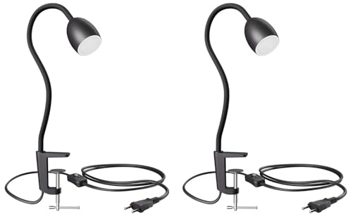 ledscom.de 2x GU10 Klemmleuchte KLUK mit Schwanenhals, schwarz inkl. GU10, warm-weiß, 6,826W 630lm