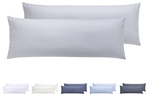 Kissenbezüge, extra weiche Mikrofaser, hypoallergen, Set mit 2 Kissenbezügen 105X40 cm Hellgrau