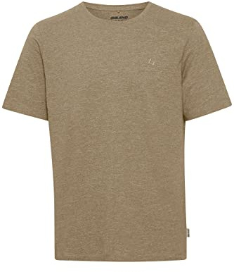 Blend BHWilton Melange Tee Herren T-Shirt Kurzarm Shirt Rundhals-Ausschnitt kleine Bruststickerei hochwertige Baumwoll-Qualität, Größe:2XL, Farbe:Crockery (161104)
