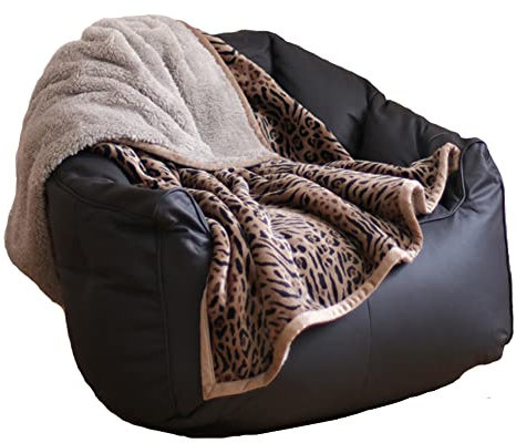 Hggzeg Fleecedecke mit Leopardenmuster, flauschig, weich, Sherpa, Couchdecke, warm, dick, Bettdecke, gemütliche Reisedecken für Schlafzimmer, Wohnzimmer, Büro, 150 x 200 cm
