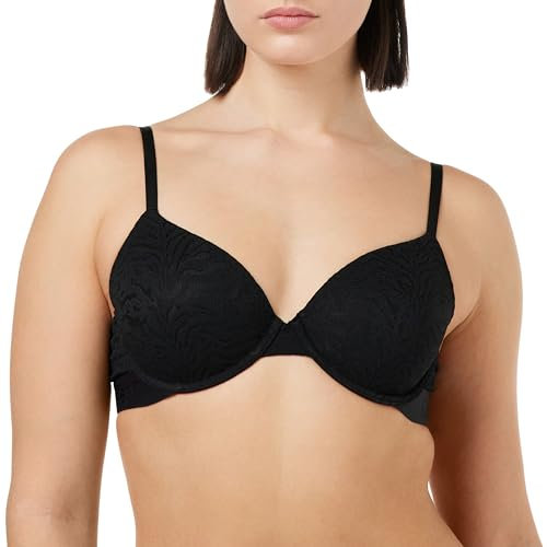 Calvin Klein Women's Lightly Lined Demi Plunge Underwire Bra, Black (Black), 30DD