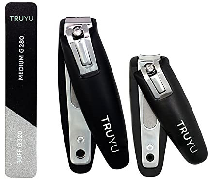 Truyu 3pce Nail Manicure Set – Includes Nail and Toenail Clippers and Nail File. Ideal Manicure Set for Women and Perfect for Natural Or Acrylic Nails.