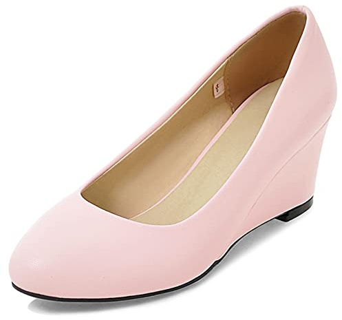 Bviennic Femmes Closed Toe Mariage Compensées Escarpins A Enfiler
