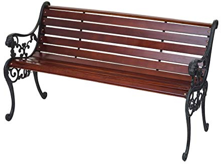 Mendler Gartenbank HWC-F98AM, Sitzbank Parkbank Holzbank, 2-Sitzer Gusseisen Holz 125cm 20kg - braun