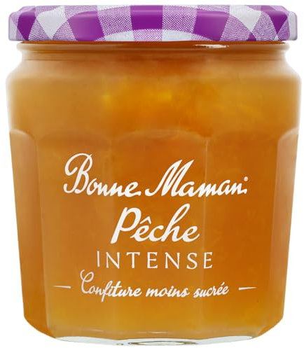 Bonne Maman - Confiture Pêche Intense - Riche en Fruits et moins sucrée - 335g