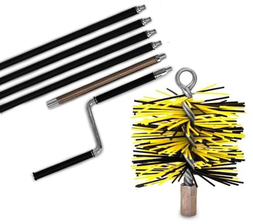 Oskar Schornsteinbürste mit Kurbel - 420cm (4,2m) Länge, 125mm Ø - Professionelle Kamin- und Schornsteinreinigung