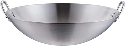 UHGFIMP Wok INOX, Grand Wok, Compatible Induction, Revêtement Antiadhésif sans PFOA, Saine Anti-adhésive et Facile à Nettoyer,40cm