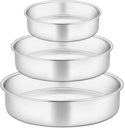 Joyfair Backform, Edelstahl Rund Kuchenform Tortenform 3er Set, 11/17/21 cm, Kuchenbackform Backformen für Geburtstag/Hochzeit/Weihnachten, Einteilig & Auslaufsicher, Ungiftig & Gesund