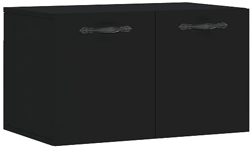 vidaXL Wandschrank, Hängeschrank mit viel Stauraum, Wandmontage Badschrank Medizinschrank, Aufbewahrungsschrank für Wohnzimmer, Schwarz Holzwerkstoff