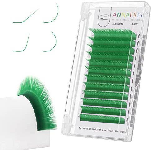 ANNAFRIS Extension De Cils Vert Colorés Individuel 0.10 C 8-15mm Mix Classique Cils à Cils Colored Eyelashs Extentions Faux Cils(Green,0.10 C MIX)