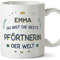 Mugffins Tassen Personalisierten für PFÖRTNERIN Frau - Auf Deutsch - Beste der Welt - 11 oz / 330 ml - Individuell Anpassbar Geschenk Mitarbeiter
