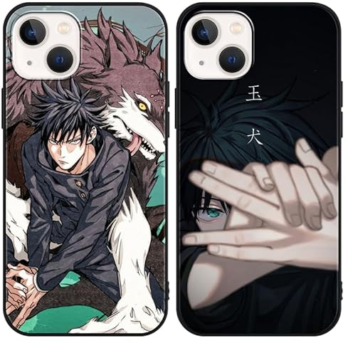 LYUBFDC 2 Stück Handyhülle für Apple iPhone 15 Hülle 6.1'', Anime Motiv Fushiguro Toji Manga Muster Schutzhülle Jungs Case Schutz der Linse Design Silikon TPU Cover Stoßfest, Schwarz2