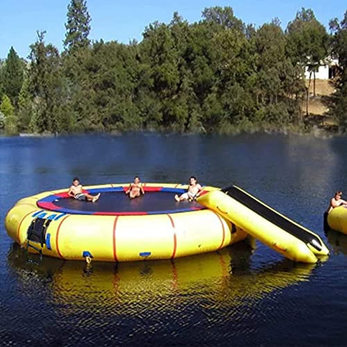 Cama de Salto Flotante Inflable al Aire Libre, trampolín de Agua Inflable, trampolín de Agua de mar, Plataforma de Juego de Salto Inflable de PVC para Juegos de Parque acuático con