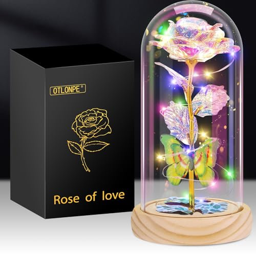 Otlonpe Blumen Muttertagsgeschenk für Mama Geschenke für Frauen, Geburtstagsgeschenk für Frauen Mama Freundin Oma, Ewige Rose im Glas Frau Geschenke für Muttertag Valentinstag Jahrestag