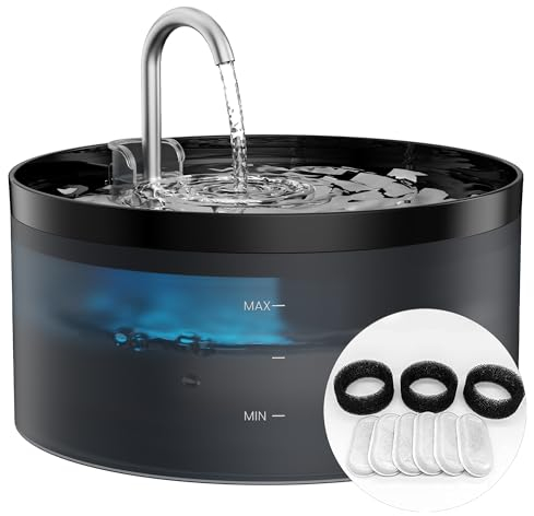 GIOTOHUN Katzenbrunnen mit Wasserhahnform, 3.2L Trinkbrunnen für Katze, Katzenbrunnen für Katzen, Superleise Wasserpumpe, Filtern von Haaren, Leichte Demontage, 6 Filter + 3 Schaumstofffilter