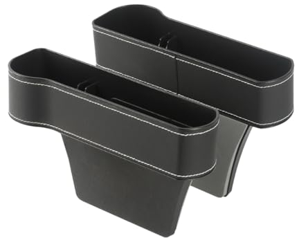 JNNJ Autositzlücken-Organizer Aufbewahrungsbox, Leder Auto Lückenfüller Organizer, Auto-Mittelkonsole,Vordersitzlückenfüller Autositz-Seitentaschen-Organizer(Schwarz)