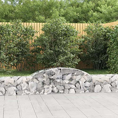 LAPOOH Gabionen mit Hochbogen 4 STK Gabionenkörbe, Gabionen Hochbeet, Steinkorb, Gabionengitter, Drahtkorb Für Pflanzen, Kräuterspirale Für Garten, 300x30x40/60 cm Verzinktes Eisen