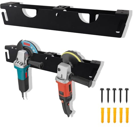 Wandmontage Winkelschleifer Halterung, Kohlenstoffstahl Werkzeughalter, Vertikale Lagerung, Winkelschleifer Werkzeug Wandhalterung, mit Montagezubehör, für Winkelschleifer, Drähte, Haken