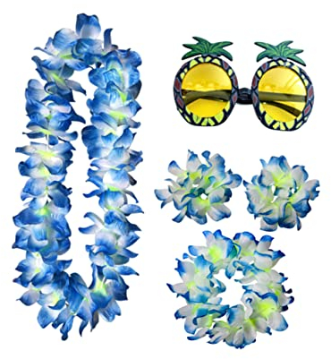 Yardenfun 5stücke Teiliges Hawaii Blumenkranz Armband Und Lustigen Ananas-brille Für Partys Und Festivals Perfektes Zubehör Für Und Auftritte