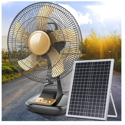 Solar Panel Fan Solar Powered Fan Portable Desktop Desktop Cooling Fan, USB Powered, Strong Wind, Quiet Operation, Suitable For Home Office Car Outdoor Travel(Size:12in)