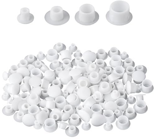 iwiio White Screw Caps, 120Pcs Plastic Hole Plugs, Screw Covers White, Round Screw Hole Covers for Cabinet Cupboard Shelves License Plate Furniture Hardware (2mm/6mm/8mm/10mm)