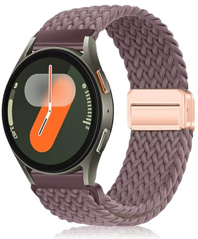 PaceBid 20mm Nylon Bracelet pour Samsung Galaxy Watch 7/6/5/4 (40mm 44mm)/Watch FE/Watch 6 Classic (43mm 47mm)/Watch 5 Pro 45mm, Tressé Elastique avec Fermoir Magnétique Galaxy Watch 42mm - Violet