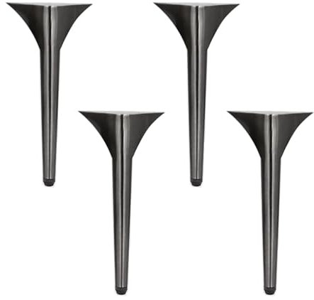 Lot de 4 pieds de meubles réglables en acier inoxydable pour canapé/table basse/armoire/table de chevet/meuble télé/armoires de salle de bain Noir brossé 35 cm