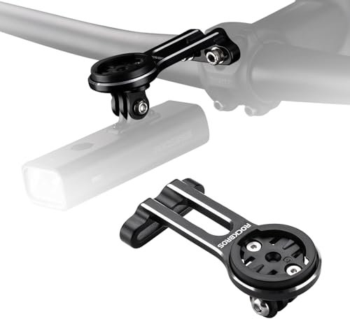 ROCKBROS Fahrradcomputer Halterung Kompatibel mit Garmin,Bryton,iGPSPORT GPS Lenkerhalterung mit Adaptern, Out-Front Fahrradcomputerhalterung Kameras Halter aus Alu