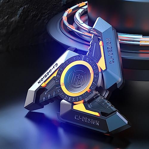 AYUNJIE Metall Finger Hand Spinners Sensory Toys mit leuchtendem Licht, Fidget Hand Spinners Spielzeug, Autismus Sensory Fidget Spinner Geschenke für Erwachsene Kinder (A)