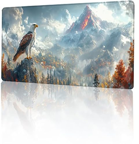 Gaming Mauspad Mountai Mousepad XXL 60 x 30 cm, Weiß Mausepad Groß mit rutschfeste Gummibasis, Vernähte Kanten Desk Mat für PC Home Office Tastatur, Verbessert Präzision und Geschwindigkeit T-2682