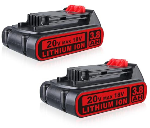 FERRYBOAT Lot de 2 batteries au lithium LBXR20 de rechange 20 V 3,8 Ah pour Black and Decker compatibles avec LBXR20 LBXR2020 LBX20 LBXR2520 LB2X4020 LB2XR20