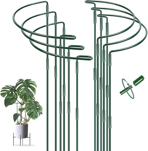 6 PCS Demi Rond Supports de Plantes Réglables, 25 * 60CM Métal Tuteurs pour Plantes Demi Cercle, Anneaux de Support en Métal Demi Ronds pour Plantes, Légumes, Tomates, Hortensia,Pivoines et Roses