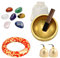Bol chantant tibétain, bol sonore accordé à la main avec 7 pierres chakras, 2 cloches et sacs de transport, outil de méditation portable, cadeau spirituel pour yoga et relaxation