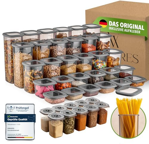 Viwares Vorratsdosen mit Deckel Luftdicht, 42er Vorratsbehälter Set BPA-Frei, Vorratsdose zur Müsli Mehl Aufbewahrung Küche, Praktische Organizer Küche, Frischhaltedosen für Lebensmittelaufbewahrung