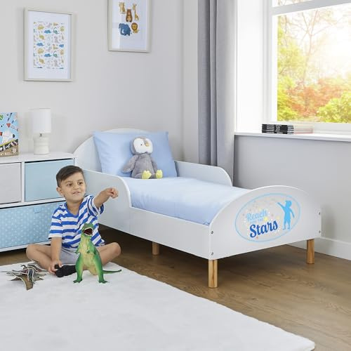 Liberty House Toys Kids Toddler Bed, Spread Your Wings, H68 x W74 x D144cm, White | H68 x W74 x D144cm, White, Wooden