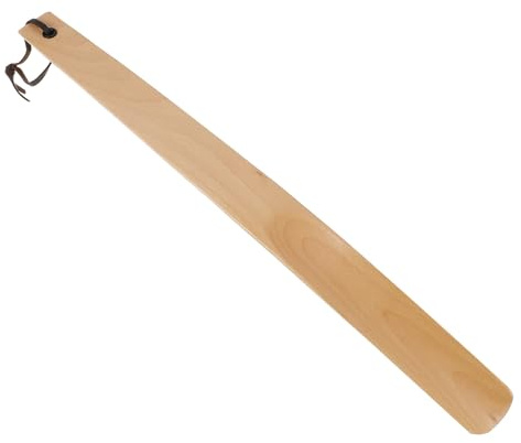SAFIGLE Chausse-pied long en bois jaune de 38 cm, accessoire pratique fait main pour enfiler facilement chaussures à talon