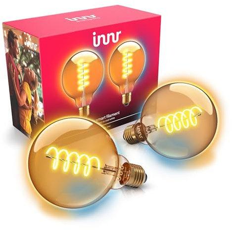 innr Zigbee E27 Smart Lampe, funktioniert mit Alexa und Hue* (Bridge erforderlich), Globe Filament LED Glühbirne, Warmweiß bis Kaltweiß, Dimmbar, Smart Home Lampe, 640lm, 2-Pack