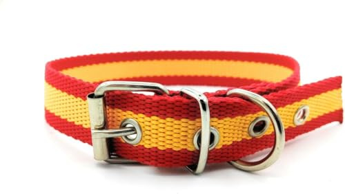 Collar para Perro con Diseño Bandera España, Nylon, 50 cm x 2,5 cm, Rojo y Amarillo