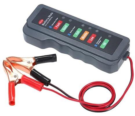 Telituny Testeur d'alternateur de Batterie de Voiture 12V LED Analyseur de Charge d'alternateur de Condition de Batterie numérique avec Clip en Cuivre LED pour Voiture Moto