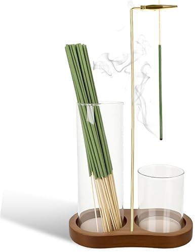elthmpr Incense Stick Holders - Wooden Incense Burner Holder with Detachable Glass Ash Collector, Insence-stick Holder for Home Yoga Madiation Relaxation