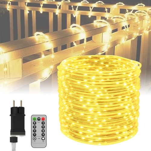 ACXIN 50m Lichterschlauch Außen mit 500 LED Lichterkette IP44 Wasserfest, Weihnachtslichterkette Außen LED Lichterkette Außen mit Fernbedienung, Lichtschlauch für Garten, Party, Hochzeit(Warmweiß)