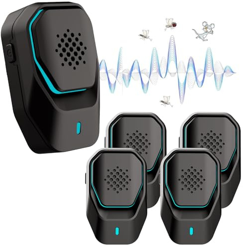AILEDA 4 Piezas Repelente Ultrasónico de Plagas,Electrónico Repelente Mosquitos Insectos para Interiores Anti Cucarachas,Moscas,Mosquitos,Ratones,Arañas