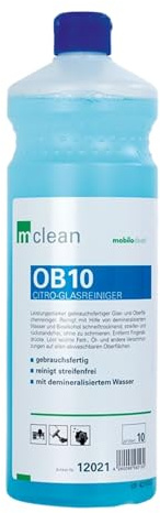 CleanClub OB10 Citro Glasreiniger 1L – Streifenfreier Fensterreiniger für Glas, Spiegel & Fenster – Schnelltrocknender Glas- & Fensterreiniger gegen Fett, Fingerabdrücke & Schmutz – Phosphatfrei