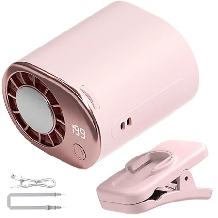 Lunaobrik Ventilator mit Zange, leise, mit LED-Display für den Sommer, wiederaufladbarer Ventilator mit Clipbefestigung, für öffentlichen Verkehr, Reisen, Camping, Golf, ,