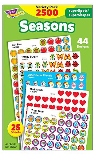 Trend Enterprises Seasons SuperSpots & SuperShapes Aufkleber Sorte, 2500 Stück
