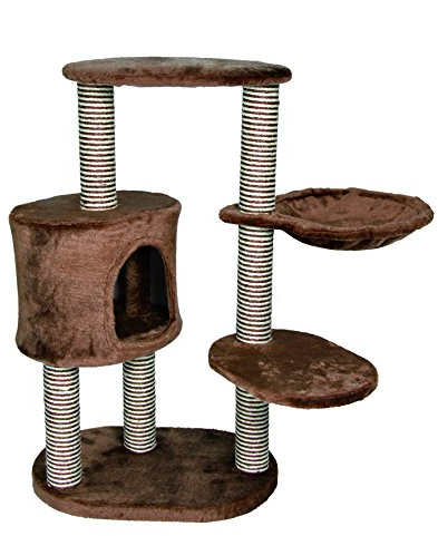 TRIXIE Moriles Brown Cat Tower with Scratching Posts, Condo, Hammock, Padded Platform, cream, Medium (17 x 24 x 39 in.)