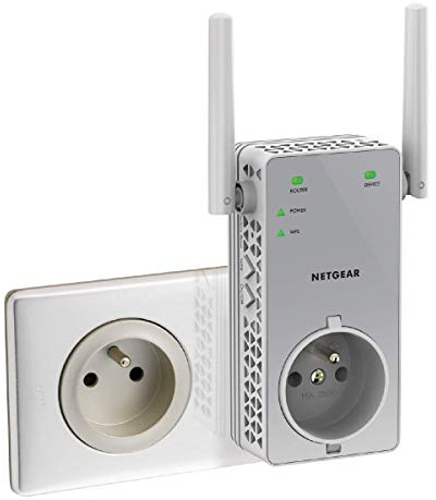 NETGEAR Répéteur WiFi (EX3800), Amplificateur WiFi AC750, Booster WiFi, jusqu'à 70m², repeteur WiFi puissant , WiFi Extender avec Prise de courant Intégrée, Compatible toutes Box internet