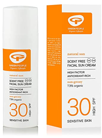 Green People Gesichts-Sonnencreme ohne Duftstoffe SPF30 - Sonnenschutz für empfindliche Haut & Hitzepickel - Vegan & Tierversuchsfrei - 50ml