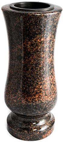 Afterglow Élégant vase funéraire en granit véritable, Aurora Finlande, Hauteur : 28 cm, Diamètre : 12 cm, Résistant aux intempéries et au gel, Avec insert en plastique